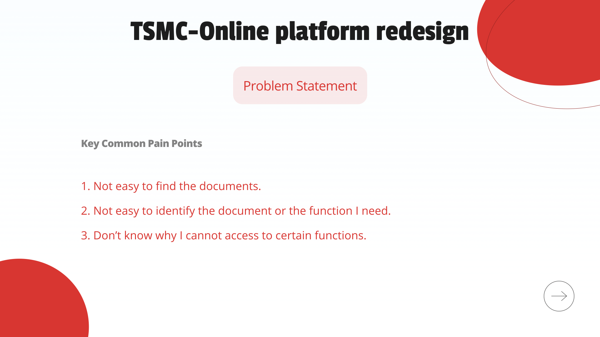 Key common pain points — Problem Statement