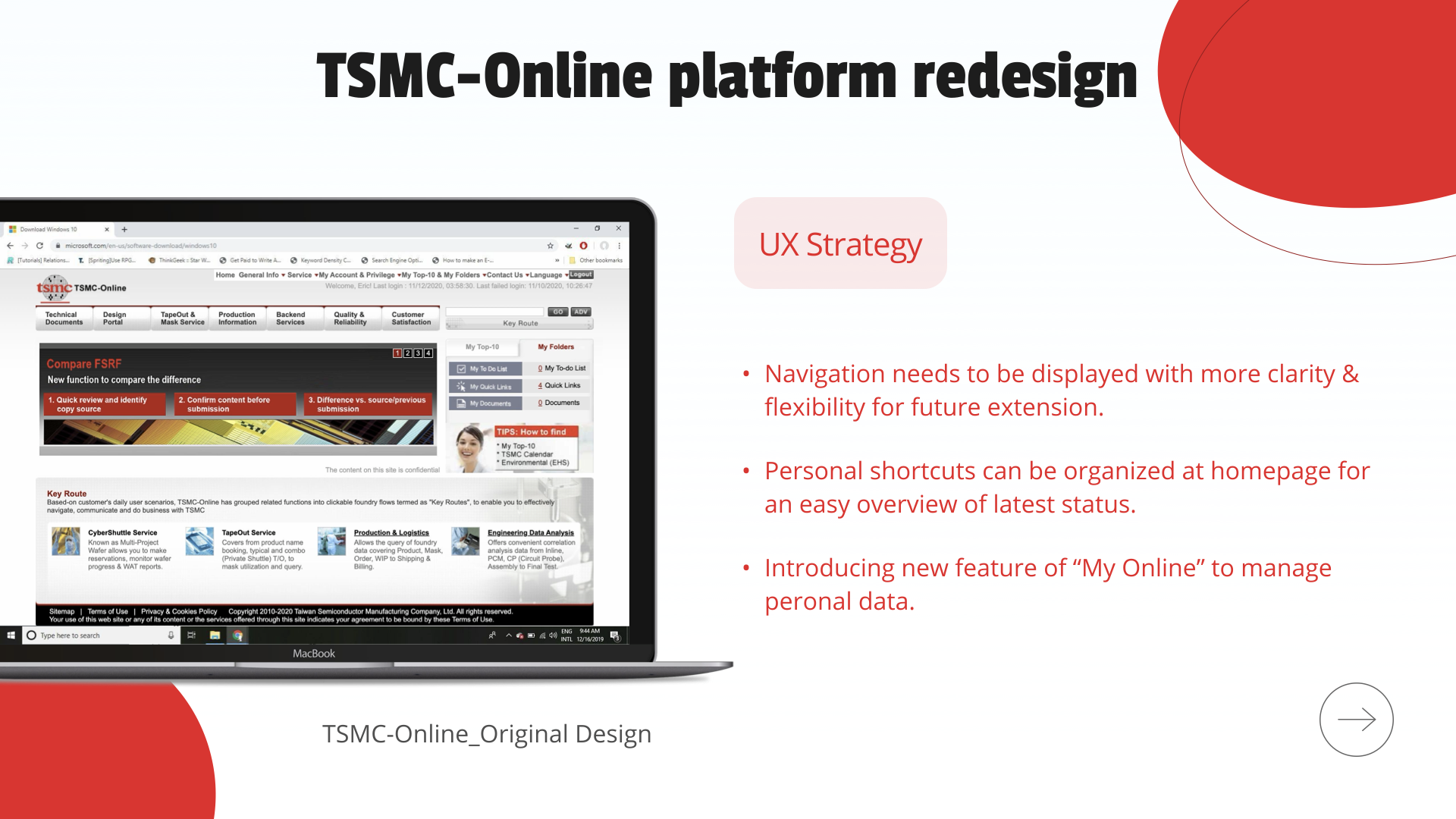 TSMC-Online original design — before redesign