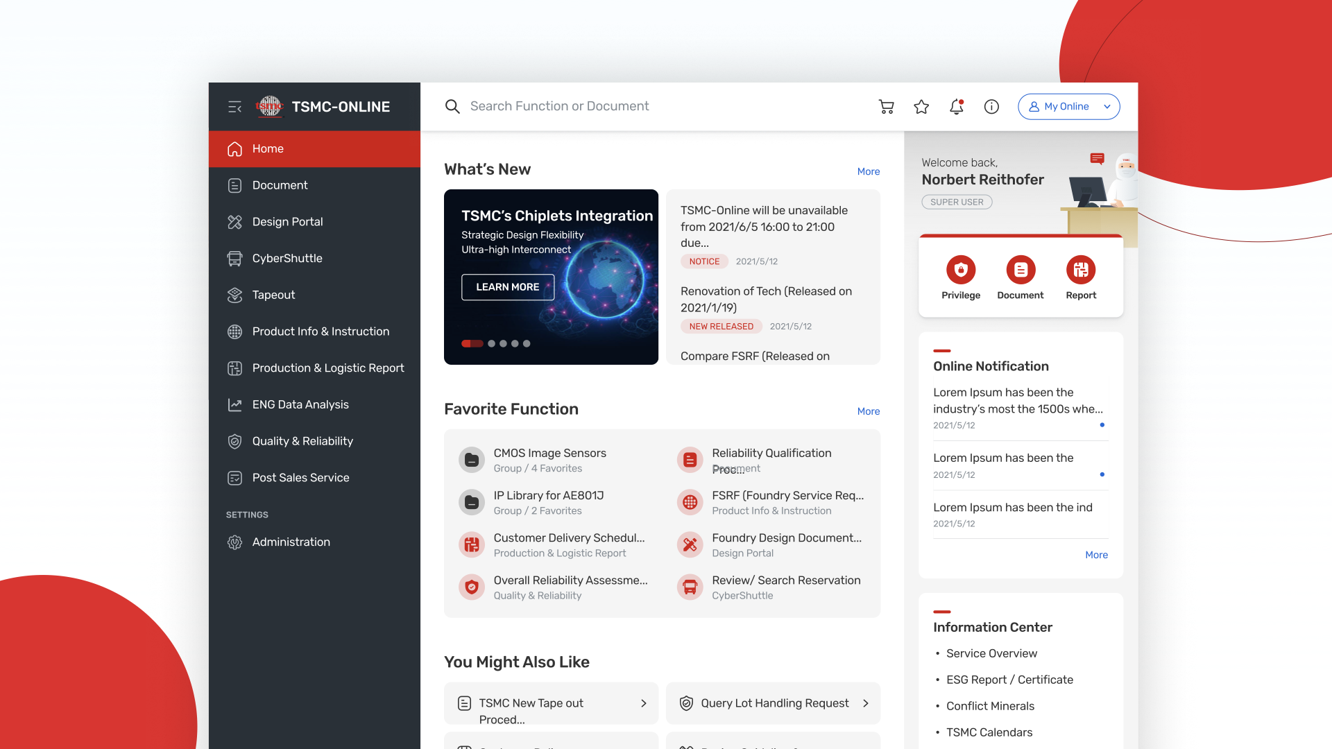 TSMC-Online platform redesign
